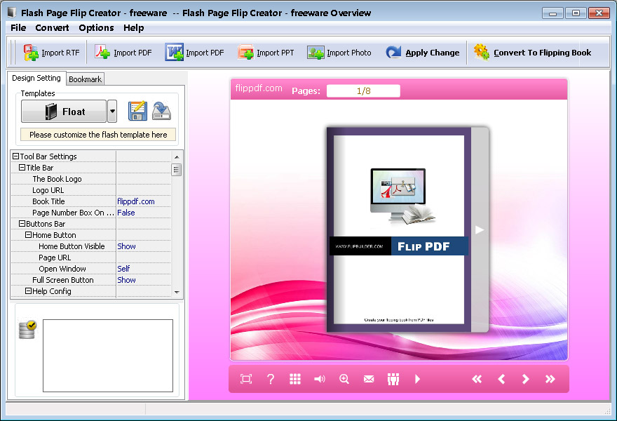 Flash Page Flip Creator -  freeware screenshot