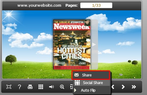 How can I Add Email button on flipbook by Flip Magazine Software
