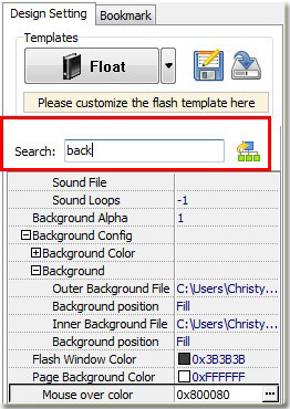 search function of page flip software