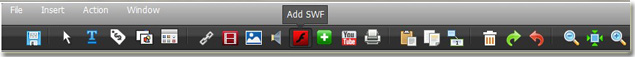 add swf icon on edit flip pdf catalog  interface