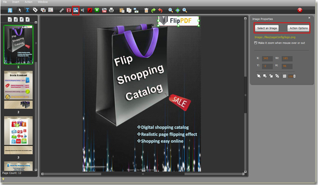 insert logo file to flip book