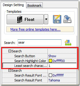 design the search setting options of flip catalog or flip brochure