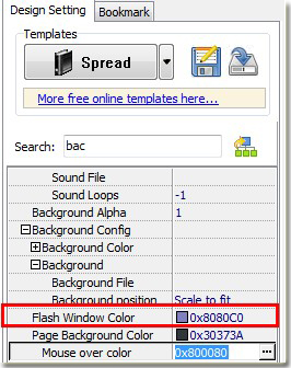 change thumbnail backgroud color of flip catalog in Spread and Float Template by page flip software