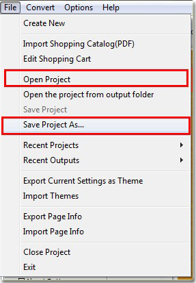 save project of flip catalog by page flip software 