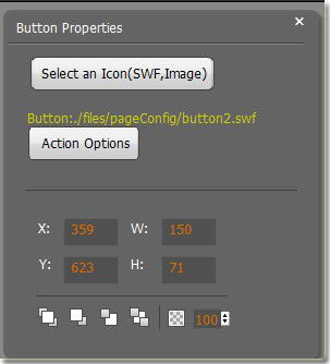 insert flash button to flip catalog by page flip software