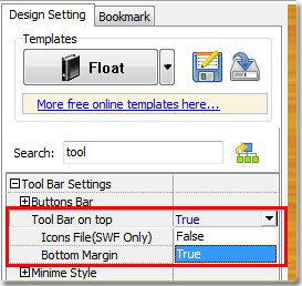 customize the template setting option Tool Bar on the top to be True