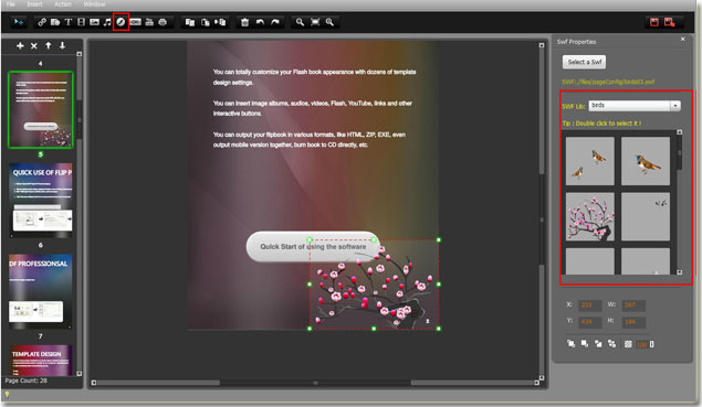easily add flash to flip book by flip pdf professional