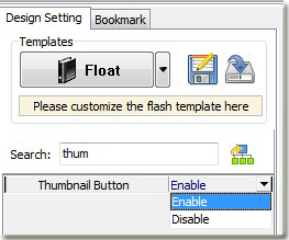 enable thumbnail button of flip pdf catalog