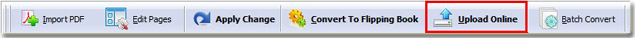 upload online button on flip pdf interface