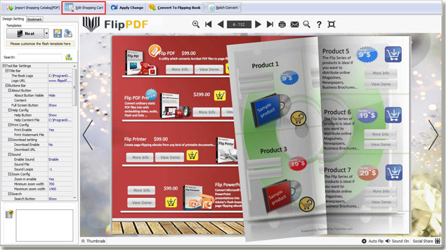 edit shopping cart with flip page software